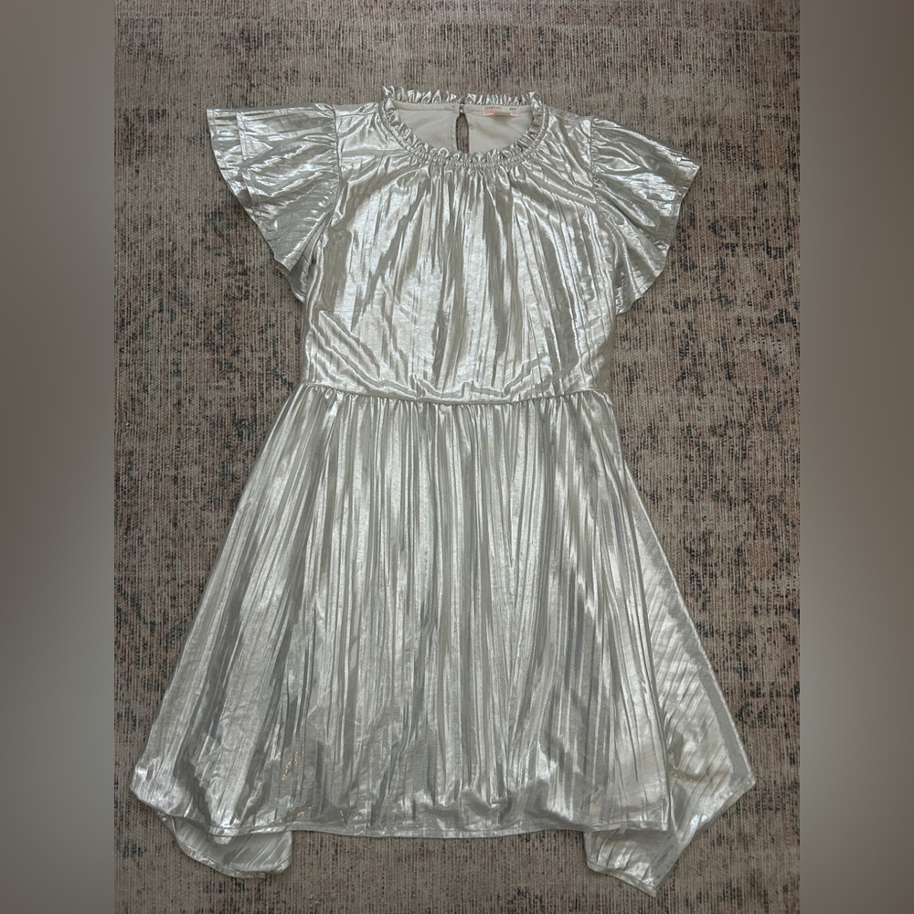 J. Crew Crewcuts size 10 rose gold metallic pleated dress